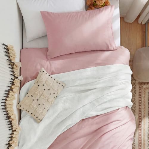 Bedsure Prewashed Twin/Twin XL Duvet Cover, Cotton-Like Bedding Set, Pink