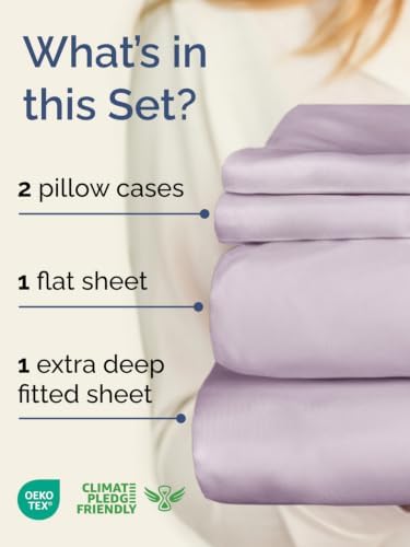 Extra Deep Pocket Full Sheet Set - Breathable & Cooling - Light Lavender