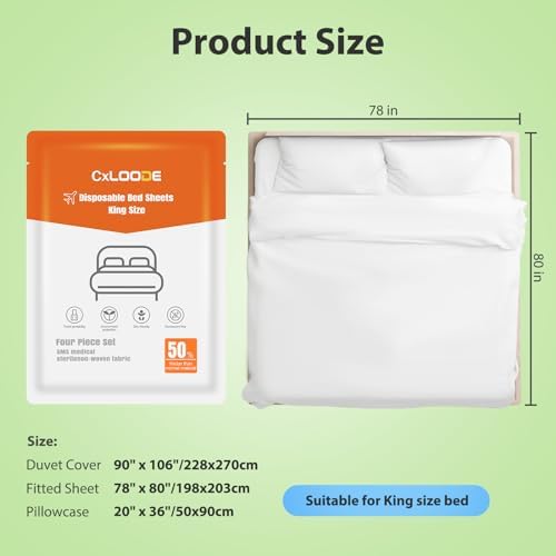 4 Pcs Disposable Bed Sheet King Size Disposable Fitted Sheet