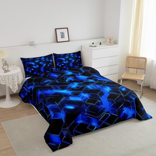 Feelyou Honeycomb Hexagonal Comforter Set Full Size Kids Boys Girls Bedding