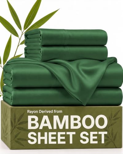 100% Rayon Derived from Bamboo - Bamboo Sheets Queen Size - Emerald Green