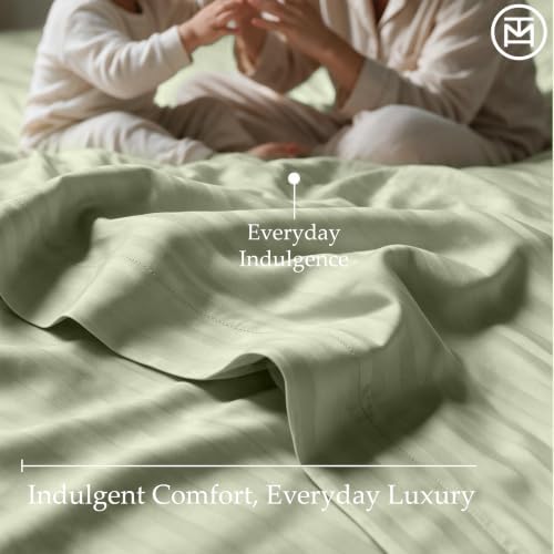 Threadmill 600 Thread Count Cotton Cal King Sheet Set, Sateen, Sage Green