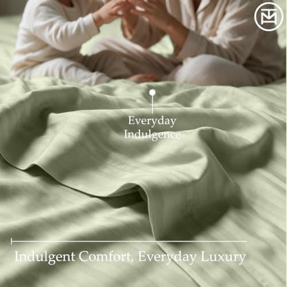 Threadmill 600 Thread Count Cotton Cal King Sheet Set, Sateen, Sage Green