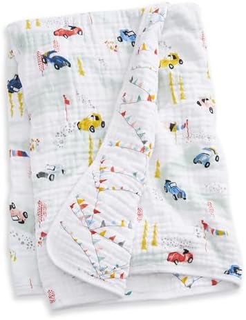 aden + anais Essentials Cotton Muslin Dream Blanket, Perfect for Babies, Infants and Toddlers, Crib Blanket, Nursery Essential, Vintage Car Rally