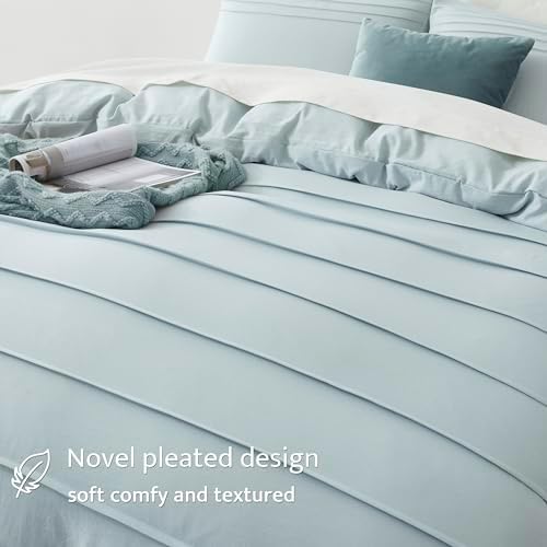 Oli Anderson 3PCS Pleated Duvet Cover Set, Cornflower Blue, King