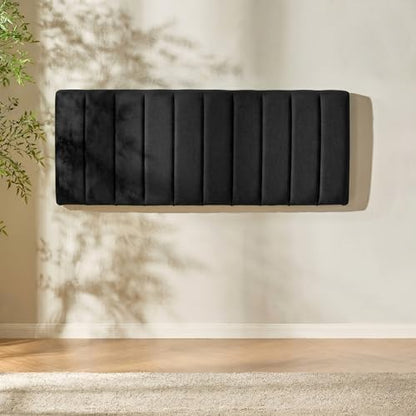 Nestl Upholstered King Headboard - Easy Assemble Channel Stitched Headboard King Size Bed - Wall Mounted Headboards with 3D Soundproof Wall Panels Peel & Stick Floating Headboards, Black