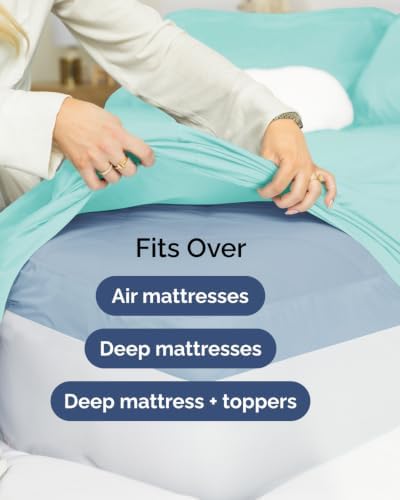 Extra Deep Flex Top Split Head King Sheet Set - 6pc Bed Sheets - Spa Blue