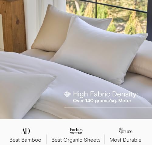 DOZ Duvet Cover Set, 100% Viscose derived from Bamboo, Organically Grown, Buttery Soft, Cooling Duvet Covers, High GSM, 1 Duvet Cover and 2 Pillowcases, 90"x90" (Snow, Full/Queen)