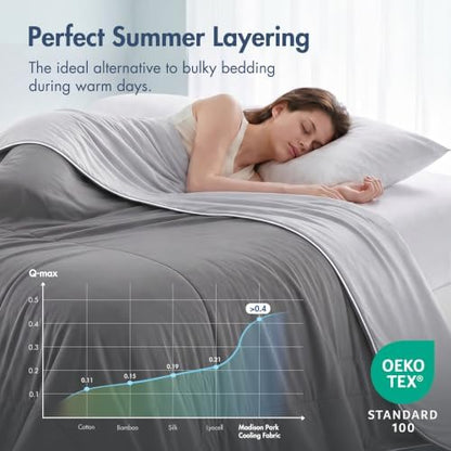 Madison Park Breathable Cooling Comforter King, Grey, 106x90