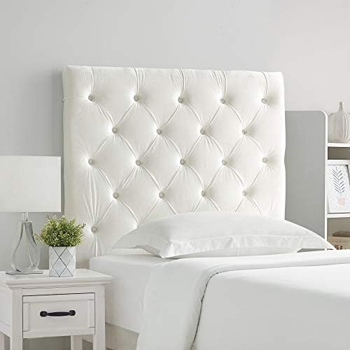 Tufted Velvet Plush College Dorm Twin XL Headboard - White with Legs