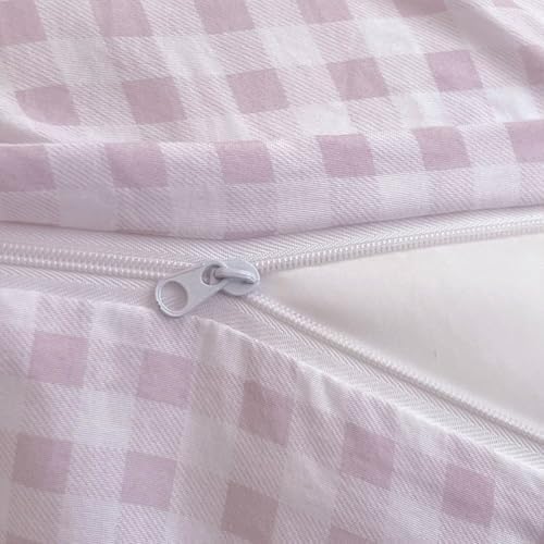 NSNLGSGC Purple Gingham Ruffle King Duvet Cover