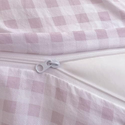 NSNLGSGC Purple Gingham Ruffle King Duvet Cover