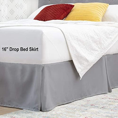 Super Soft 800-TC Split Corners Twin Size Bed Skirt - 39x75+16-Inch Tailored Drop Easy Fit - Bed Skirt for Twin Beds - Center & Corner Pleats Wrinkle & Fade Resistance