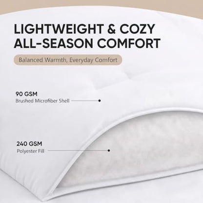HIMEET Queen Comforter Set, 7-Piece Point-Quilted Bed in a Bag White