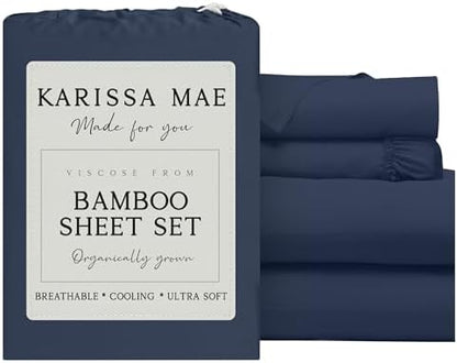KARISSA MAE Luxury Bamboo Viscose Queen Size Sheet Set