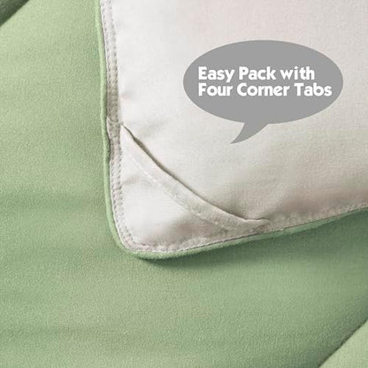 HIG 3pc Sage/Beige Twin/Twin XL Bedding Comforter Set Duvet Insert Blanket