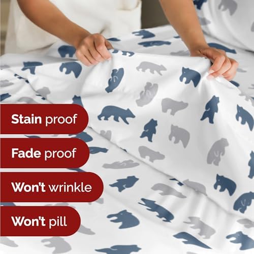 Christmas Sheet Set, Winter Bears, Holiday Xmas Bedding Set - Queen Size