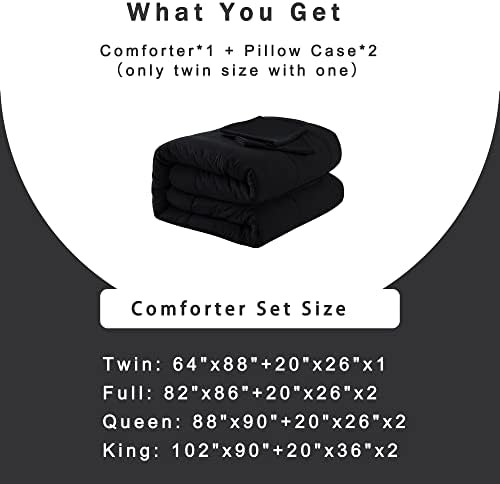 DOWNCOOL California King Comforter Set -All Season Bedding Comforters Sets with 2 Pillow Cases -3 Pieces Bed Set Down Alternative Black Comforter Set(104"x96")