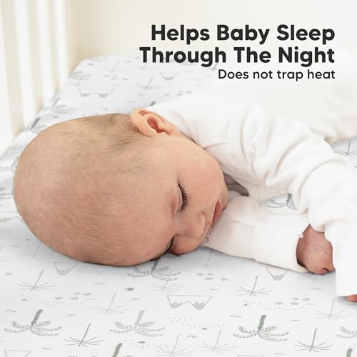 KeaBabies 2pk Organic Cotton Crib Sheets for Boys Girls 52x28, DinoDood