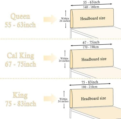 Stretch Headboard Cover Queen/King with 2 Side Pockets, Headboard Slipcover Removable & Washable, Elastic Dustproof Slip Cover for Bed Head Décor Protector