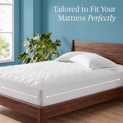 Bare Home Quilted Fitted Mattress Pad (Full XL, White)