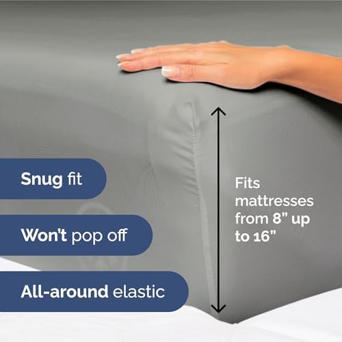 King Size 4 Piece Sheet Set - Ultra Soft & Cooling Bed Sheets - Slate Grey