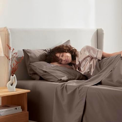 Nestl Queen Sheet Set - Bed Sheets - Chocolate Brown - 4-Piece Deep Pocket