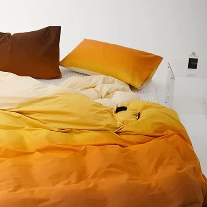 Houseri Queen Comforter Set Gradient Orange, 3 Piece Lightweight Cream and Yellow Bedding Gold Brown Aesthetic Art Style Soft Comfy Sunset Yellow Comforters Bed Sets Queen for Teen Girls Women
