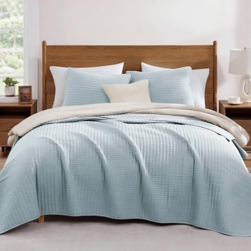 WRENSONGE Twin Quilt-Lightweight Bedspreads Sky Blue Twin Quilt Bedding Set