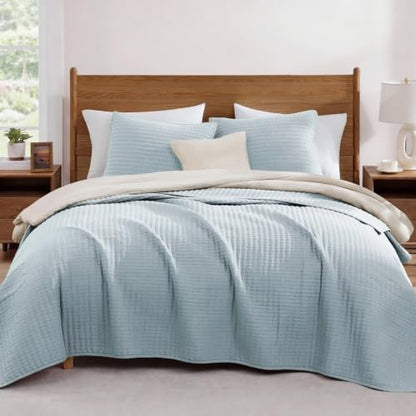 WRENSONGE Twin Quilt-Lightweight Bedspreads Sky Blue Twin Quilt Bedding Set