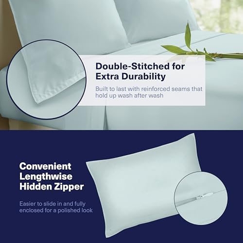 Kickoff Viscose Bamboo Sheets Queen Size 4-pc 100% Organic Bamboo Viscose Bed Cooling Sheets Queen Size Set Cool Bedding for hot Sleepers Sheet Set - Gift Ready Packaging (Coastal Blue, Q)