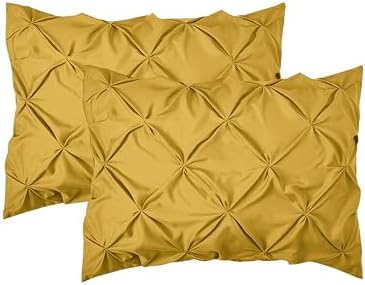 Elegant Comfort 2-Pack Sham Set Pinch Pleat Design, 1500 Premium Hotel Quality Microfiber, Stylish Design-Easy Care, Wrinkle and Stain Resistant, 2-Piece Sham Set, Pleated King, Mustard Yellow