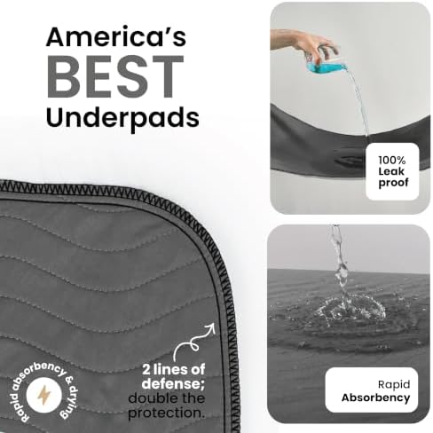 IMPROVIA® Washable Underpads, Heavy Absorbency Reusable Incontinence Pads