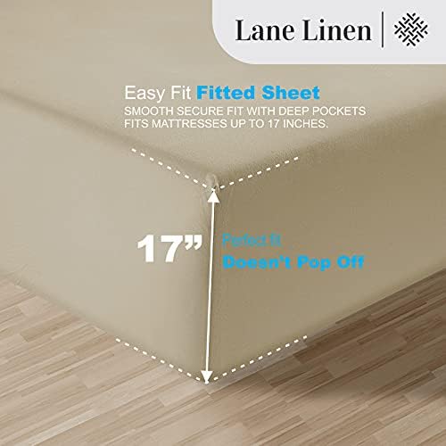 LANE LINEN 100% Egyptian Cotton Bed Sheets King Size – 16 Inch Extra Deep Pocket, Naturally Cooling, No-Pill, Fade-Resistant Cotton Sheets King – Sandbar