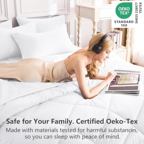 CozyLux King Comforter Set 102"x90" White - 7 Piece Bed in a Bag