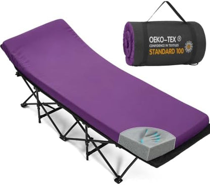 CYMULA Camping Cot Pad 2 Inch Memory Foam, Pad Only,Camping Pad for Folding Cot and Foldable Cot, Portable Roll Up Camp Gear for Car Camping Travel Tent, Non-Slip Waterproof Bottom, Removable Cover