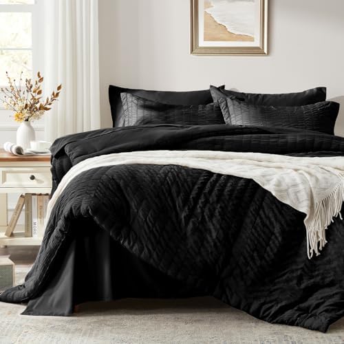 Zzlpp Twin Comforter Set 5 Piece, Black Bed in a Bag Twin Size Bedding Sets