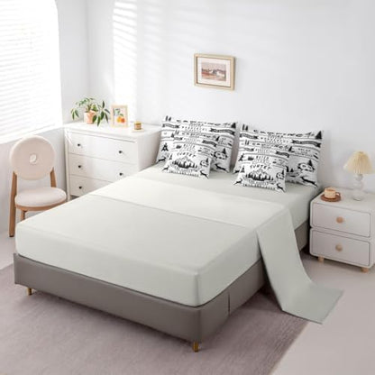 Erosebridal Happy Camping 7 Piece Bed in A Bag Twin Comforter Set Camping Rules Bedding Set for Boys Girls Kids Fishing and Hunting Thme Sheet Set with Comforter Deer Wildlife Woodland Camper Quilt