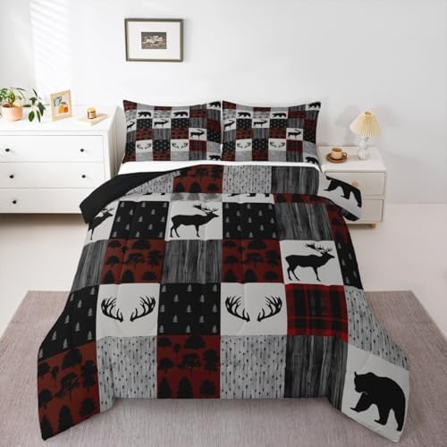 Feelyou Moose Bedding Set Queen Size 3 Piece for Boys Girls Women Men