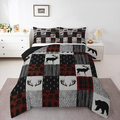Feelyou Moose Bedding Set Queen Size 3 Piece for Boys Girls Women Men