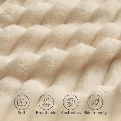 BEDELITE Fluffy Striped Body Pillow Cover with Zipper, Beige, 20x54