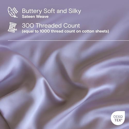 DOZ Duvet Cover Set, 100% Viscose derived from Bamboo, Organically Grown, Buttery Soft, Cooling Duvet Covers, High GSM, 1 Duvet Cover and 1 Pillowcase, 70"x90" (Lavender, Twin/Twin XL)