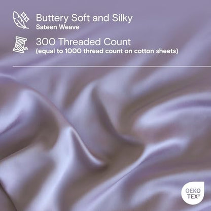 DOZ Duvet Cover Set, 100% Viscose derived from Bamboo, Organically Grown, Buttery Soft, Cooling Duvet Covers, High GSM, 1 Duvet Cover and 2 Pillowcases, 106"x90" (Lavender, King/Cal King)