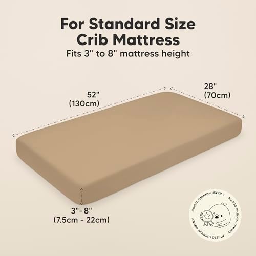 KeaBabies 2pk Organic Cotton Crib Sheets for Boys Girls 52x28, Pecan