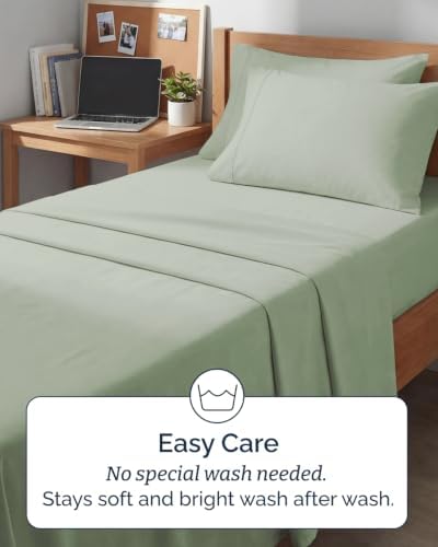 Twin 4 Piece Bed Sheet Set - Soft, Breathable & Cooling Sheets - Eucalyptus
