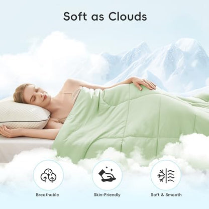 SameBed Cooling Comforter Full/Queen Size, Summer Blanket for Hot Sleepers, Lightweight Comforter for Night Sweats, Double-Sided Breathable Cooling Beddings (Green, 90"*90")