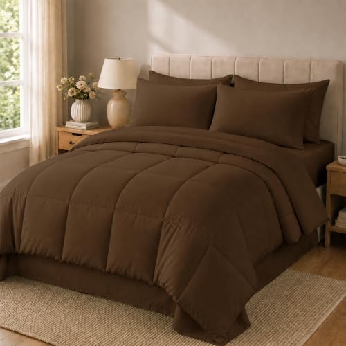 Anluoer Queen Comforter Set 7 Piece, Soft Bed in a Bag Queen Bedding Sets