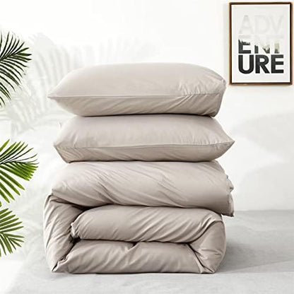 Houseri Beige Comforter Full Size Set Cream, 3 Pieces Light Taupe Bedding Soft All Season Lightweight Farmhouse Light Khaki Modern Light Brown Bedding Comforters College Dorm Bed Quilt Blanket Full
