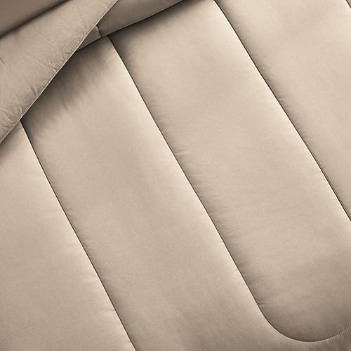 Maple&Stone Full Comforter Set 7 Pieces Bed in a Bag Beige Bedding Set