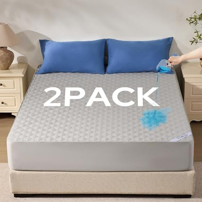 BEDLORE 2 Pack Waterproof Mattress Protector, King Size Mattress Pad